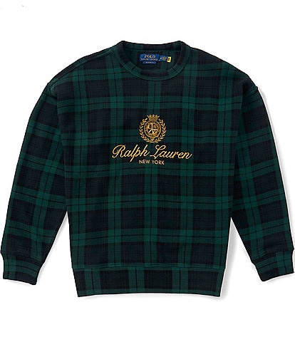 Polo Ralph Lauren Relaxed Fit Plaid Crest-Embroidered Sweatshirt