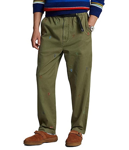 Relaxed Fit Twill Hiking-Inspired Flat Front Pants