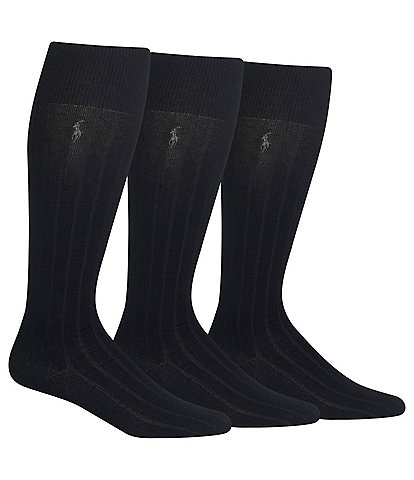 Polo Ralph Lauren Ribbed Over-the-Calf Socks 3-Pack