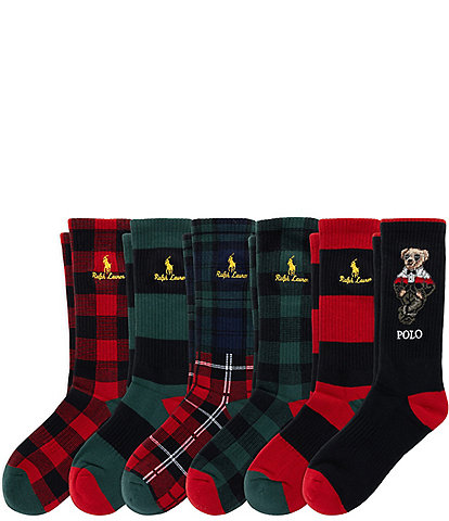 Polo Ralph Lauren Royal Holiday Bear Socks 6-Pack