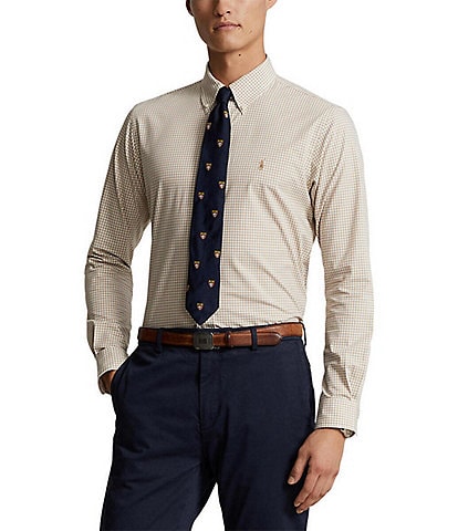 Polo Ralph Lauren Slim Fit Gingham Stretch Poplin Long Sleeve Woven Shirt