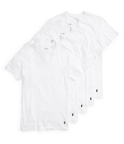 Polo Ralph Lauren Slim Fit Cotton V-Neck Undershirt T-Shirt 5-Pack