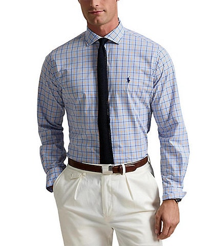 Polo Ralph Lauren Slim Fit Stretch Poplin Plaid Long Sleeve Woven Shirt