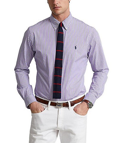 Polo Ralph Lauren Slim-Fit Stripe Stretch Poplin Long-Sleeve Woven Shirt