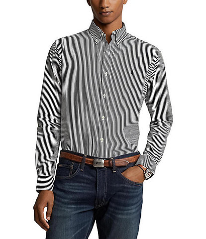Polo Ralph Lauren Slim Fit Striped Stretch Poplin Long Sleeve Woven Shirt