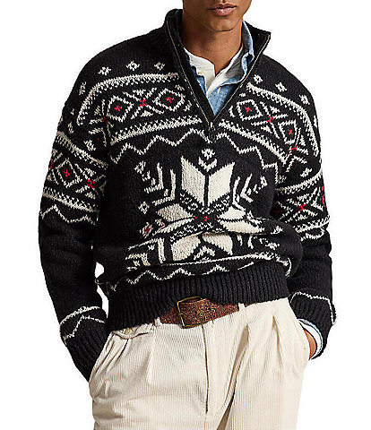Polo Ralph Lauren Snowflake Quarter Zip Wool Sweater