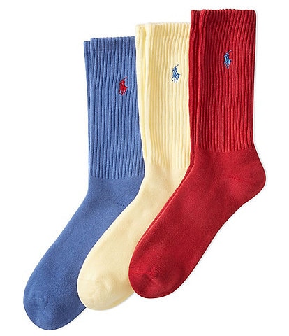Polo Ralph Lauren Solid Cushioned Knit Ribbed Socks 3-Pack