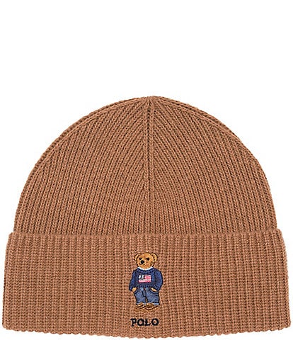 Polo Ralph Lauren Solid Flag Bear Wool-Rich Beanie
