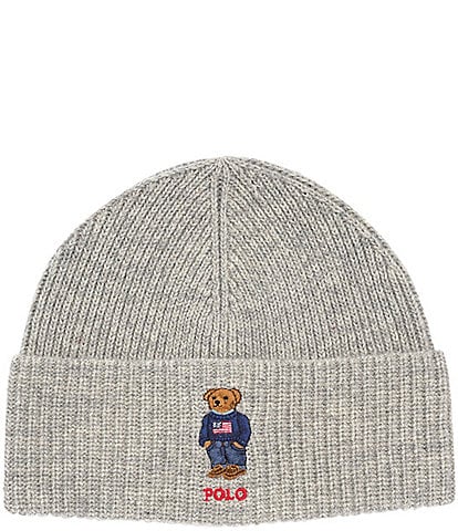 Polo Ralph Lauren Solid Flag Bear Wool-Rich Beanie