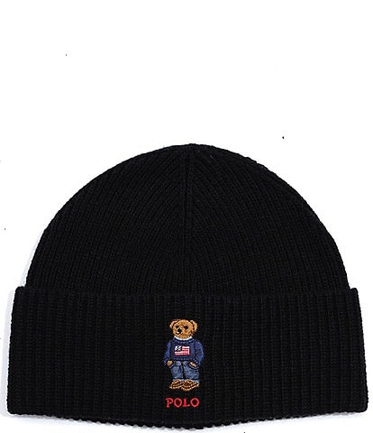 Polo Ralph Lauren Solid Flag Bear Wool-Rich Beanie