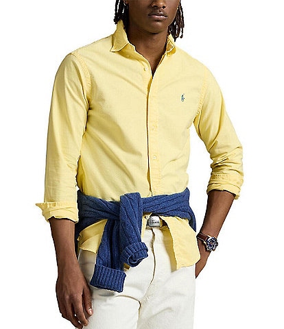 Polo Ralph Lauren Solid Garment-Dye Oxford Classic Fit Long Sleeve Woven Shirt