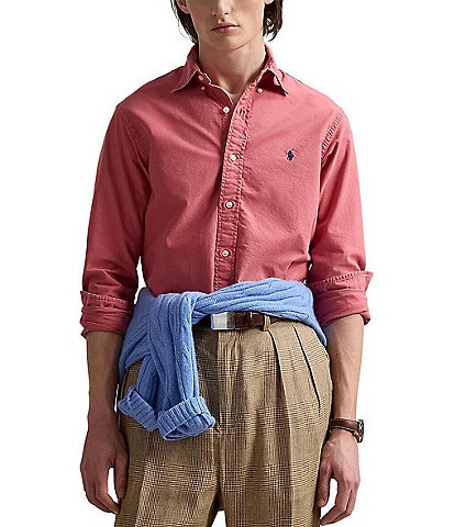 Polo Ralph Lauren Solid Garment-Dye Oxford Classic Fit Long Sleeve Woven Shirt