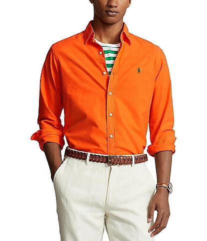 Polo Ralph Lauren Solid Garment-Dye Oxford Classic Fit Long Sleeve Woven Shirt