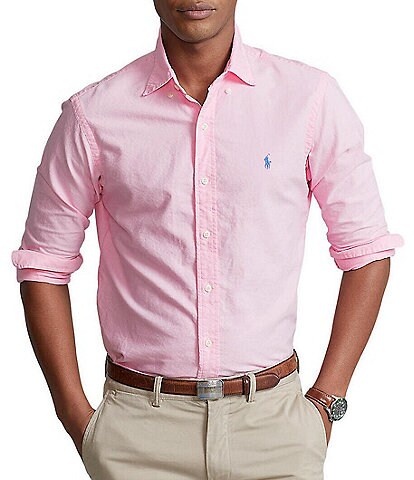 Polo Ralph Lauren Solid Garment-Dye Oxford Long-Sleeve Woven Shirt