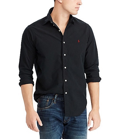 Polo Ralph Lauren Solid Garment-Dye Oxford Long-Sleeve Classic-Fit Woven Shirt