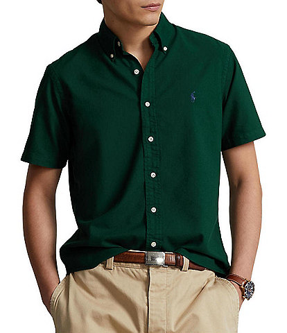 Polo Ralph Lauren Solid Garment-Dye Oxford Short Sleeve Woven Shirt