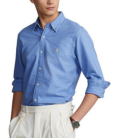 Polo Ralph Lauren Solid Garment-Dye Oxford Short-Sleeve Woven Shirt