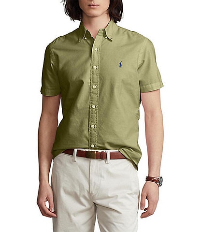 Polo Ralph Lauren Solid Garment-Dye Oxford Short Sleeve Woven Shirt