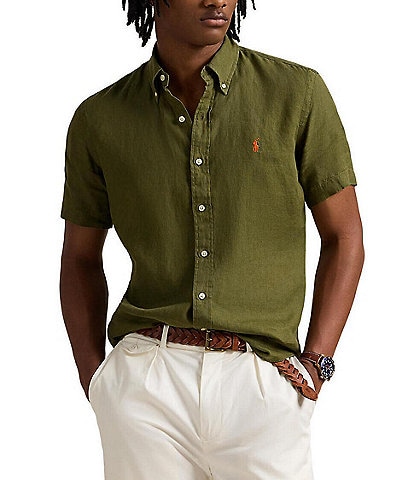 Polo Ralph Lauren Solid Linen Short Sleeve Woven Shirt