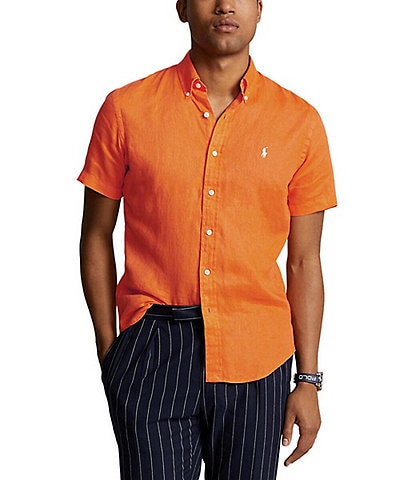 Polo Ralph Lauren Solid Linen Short Sleeve Woven Shirt