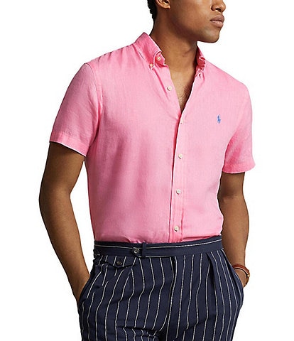 Polo Ralph Lauren Solid Linen Short Sleeve Woven Shirt