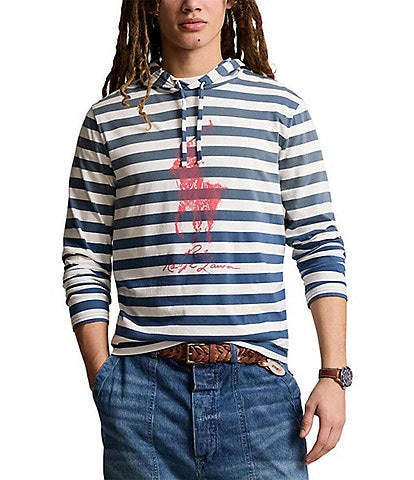 Polo Ralph Lauren Striped Big Pony Long Sleeve Hooded T-Shirt