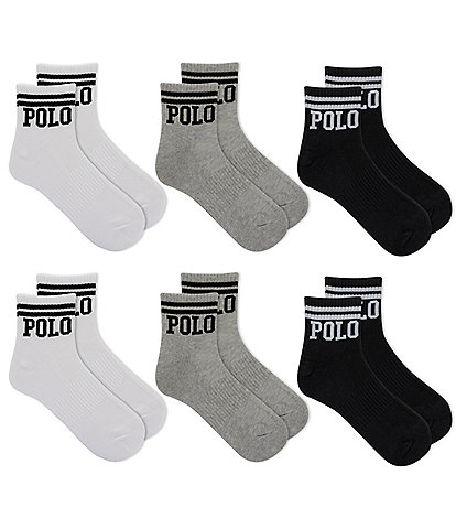 Polo Ralph Lauren Stripe/Logo Quarter Socks 6-Pack