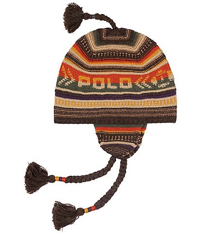 Polo Ralph Lauren Textural-Striped Wool-Rich Earflap Hat