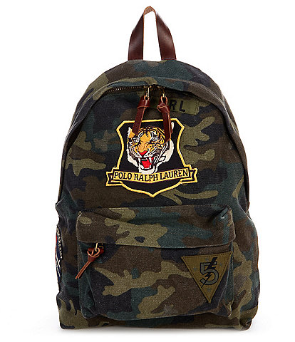 Tiger-Patch Camo Canvas Backpack