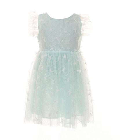 Popatu Little Girls 2-7 Flutter-Sleeve Butterfly-Pattern Mesh Dress