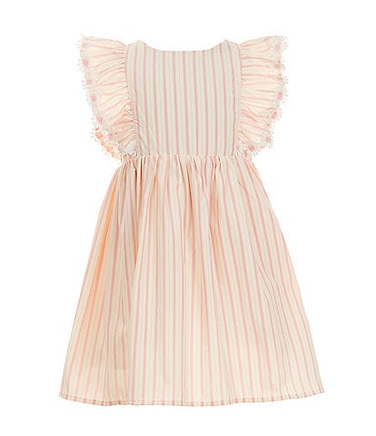 Popatu Little Girls 2-7 Flutter-Sleeve Striped Lace Fit & Flare Dress