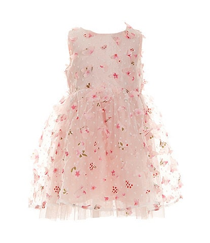 Popatu Little Girls 2-7 Sleeveless Butterfly-Patterned Mesh Fit-And-Flare Dress
