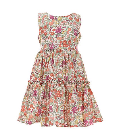 Popatu Little Girls 2-7 Sleeveless Floral-Printed Tiered Dress