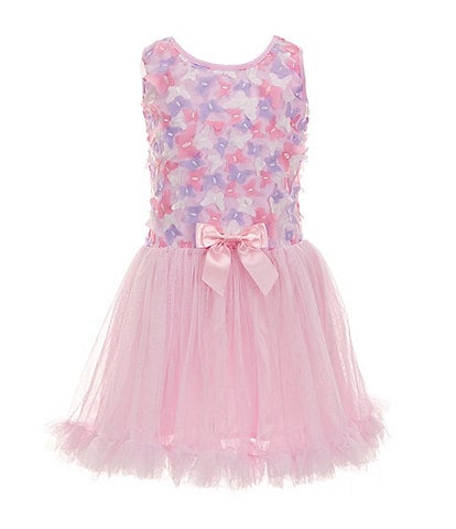 Popatu Little Girls 2T-6X Sleeveless Three-Dimensional-Butterfly-Appliqued Knit Bodice/Mesh Tutu-Skirted Dress