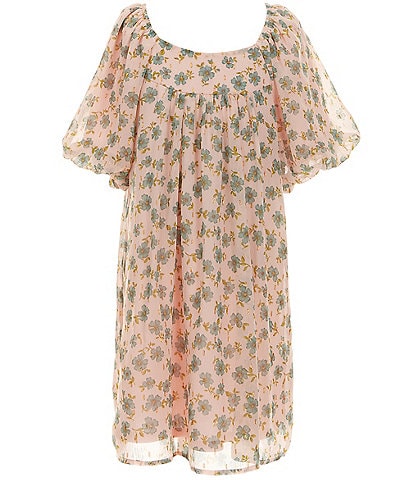 Poppies and Roses Big Girls 7-16 Blouson Sleeve Floral-Printed Shift Dress