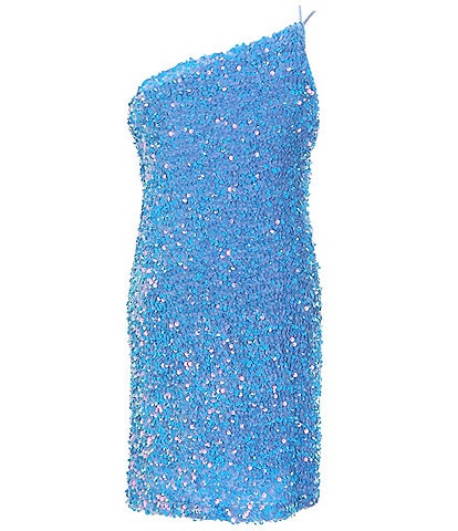 Poppies and Roses Big Girls 7-16 One-Shoulder Sequin-Embellished Sheath Dress