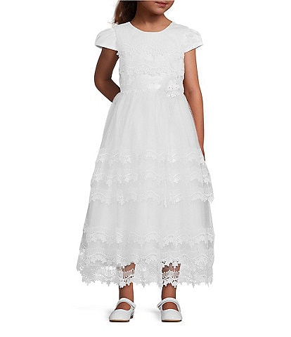 Poppies and Roses Big Girls 7-16 Point de Venise Lace-Trimmed Communion Dress