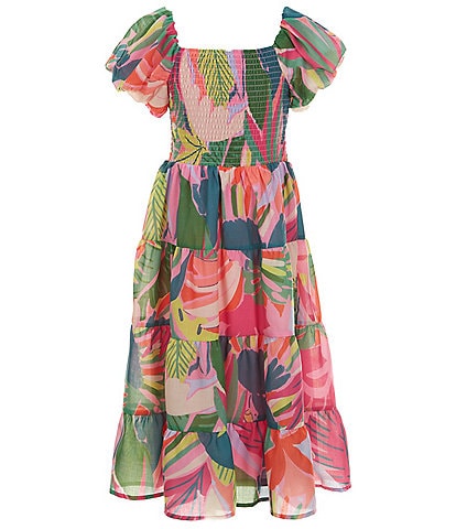 Poppies and Roses Big Girls 7-16 Short Sleeve Floral Printed Maxi Dress