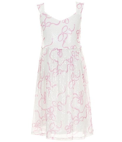 Poppies and Roses Big Girls Sleeveless Bow Print Dress