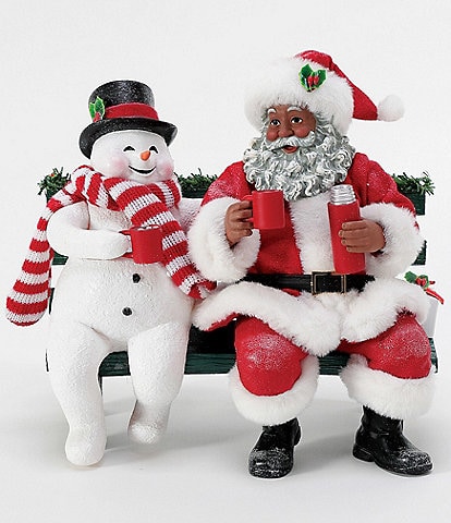 Possible Dreams African American Sharing the Warmth Santa and Snowman Figurine