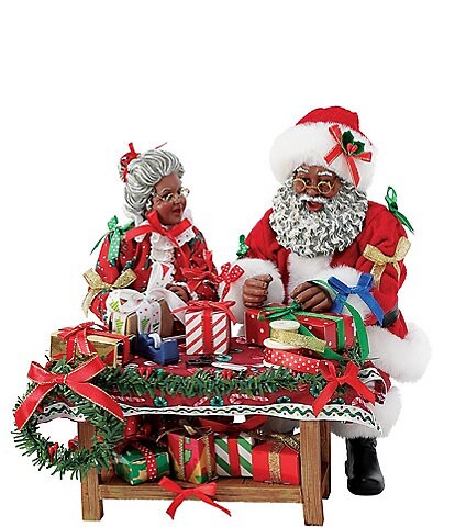 Possible Dreams Dillard's Exclusive Stuck On You African American Santa & Mrs. Claus 2-Piece Figurine Set