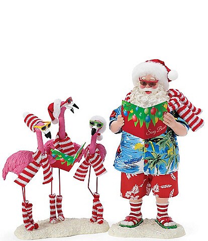 Possible Dreams Santa By The Sea Collection Santa & Flock Stars Flamingo Figurine