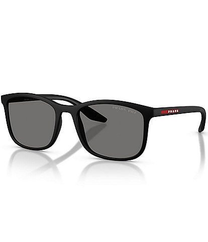 Prada Men's Linea Rossa PS A08S 56mm Polarized Rectangle Sunglasses