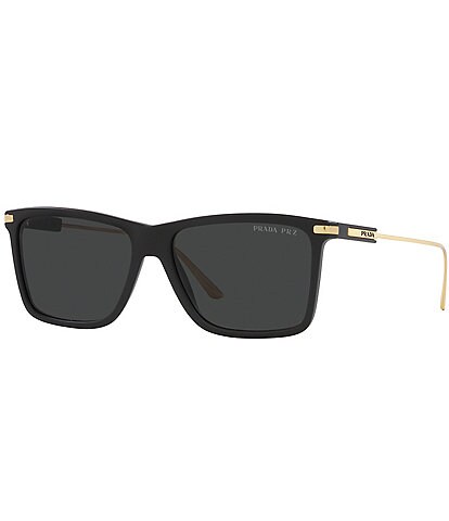 Prada Men's PR 01ZS 58mm Rectangle Polarized Sunglasses