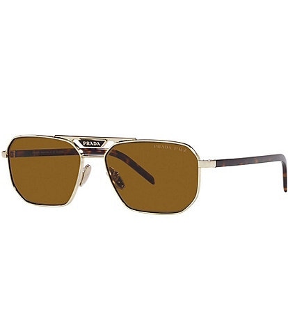 Prada Men's PR 58YS 57mm Polarized Rectangle Sunglasses