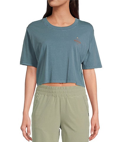 prAna Everyday VW Jersey Knit High Tide Graphic Print Crew Neck Drop Shoulder Short Sleeve Relaxed Fit Crop Top