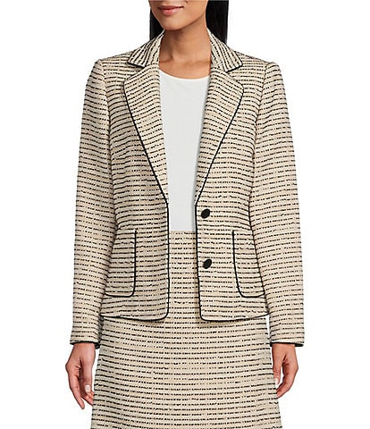 Preston & York Agnes Tweed Notch Lapel Long Sleeve Button Front Coordinating Blazer