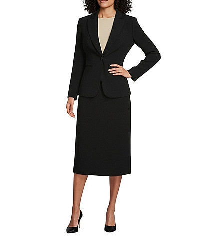 Preston & York Alyssa Notch Lapel Long Sleeve One Button Crepe Blazer & Corey Stretch Crepe Ankle Pants