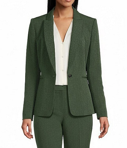 Preston & York Alyssa Notch Lapel Long Sleeve One Button Crepe Blazer