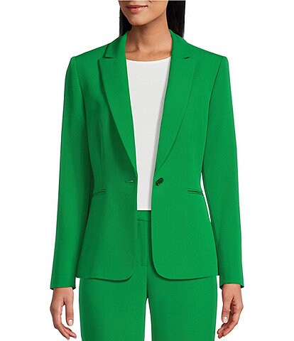 Preston & York Alyssa Notch Lapel Long Sleeve One Button Crepe Blazer